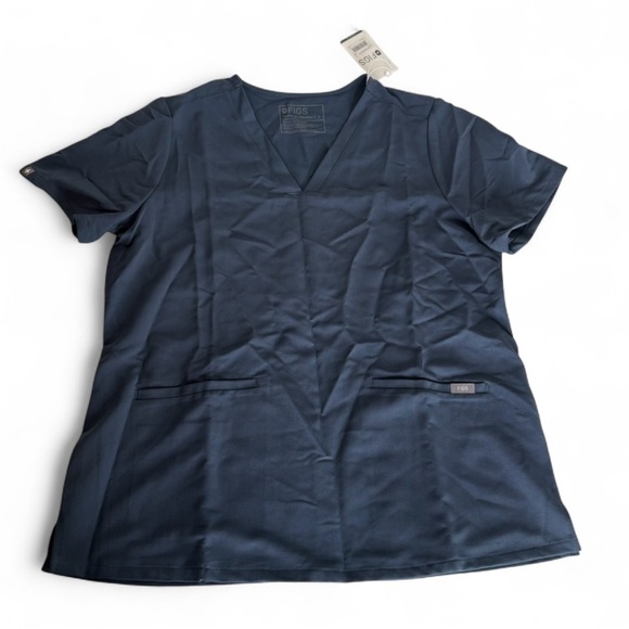 Figs Tops - Figs Women's Navy V-Neck Scrub Top with Three Pockets
